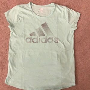 Girls size XL (16) mint green Adidas short sleeve shirt